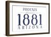 Phoenix, Arizona - Established Date (Blue)-Lantern Press-Framed Art Print