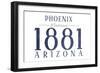 Phoenix, Arizona - Established Date (Blue)-Lantern Press-Framed Art Print