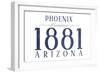 Phoenix, Arizona - Established Date (Blue)-Lantern Press-Framed Art Print