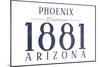 Phoenix, Arizona - Established Date (Blue)-Lantern Press-Mounted Art Print