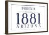 Phoenix, Arizona - Established Date (Blue)-Lantern Press-Framed Art Print