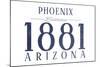 Phoenix, Arizona - Established Date (Blue)-Lantern Press-Mounted Art Print