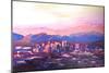 Phoenix Arizona Skyline at Dusk with Phoenix Mount-Markus Bleichner-Mounted Premium Giclee Print