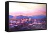 Phoenix Arizona Skyline at Dusk with Phoenix Mount-Markus Bleichner-Framed Stretched Canvas