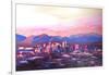 Phoenix Arizona Skyline at Dusk with Phoenix Mount-Markus Bleichner-Framed Art Print