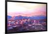 Phoenix Arizona Skyline at Dusk with Phoenix Mount-Markus Bleichner-Framed Art Print