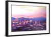 Phoenix Arizona Skyline at Dusk with Phoenix Mount-Markus Bleichner-Framed Art Print