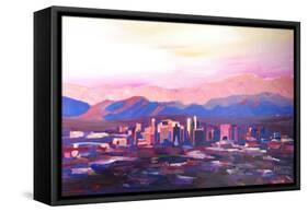 Phoenix Arizona Skyline at Dusk with Phoenix Mount-Markus Bleichner-Framed Stretched Canvas