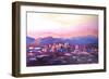 Phoenix Arizona Skyline at Dusk with Phoenix Mount-Markus Bleichner-Framed Art Print