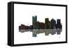 Phoenix Arizona Skyline BW 1-Marlene Watson-Framed Stretched Canvas