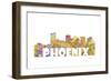 Phoenix Arizona Skyline Mclr 2-Marlene Watson-Framed Giclee Print