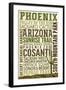 Phoenix, Arizona - Typography-Lantern Press-Framed Art Print