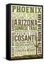 Phoenix, Arizona - Typography-Lantern Press-Framed Stretched Canvas