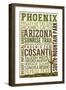 Phoenix, Arizona - Typography-Lantern Press-Framed Art Print