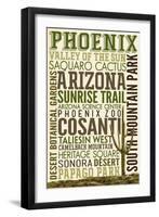 Phoenix, Arizona - Typography-Lantern Press-Framed Art Print