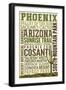 Phoenix, Arizona - Typography-Lantern Press-Framed Art Print