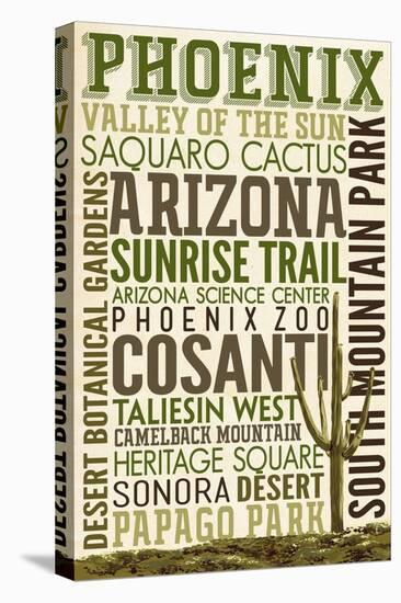 Phoenix, Arizona - Typography-Lantern Press-Stretched Canvas