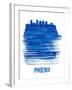 Phoenix Brush Stroke Skyline - Blue-NaxArt-Framed Art Print