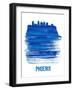 Phoenix Brush Stroke Skyline - Blue-NaxArt-Framed Art Print