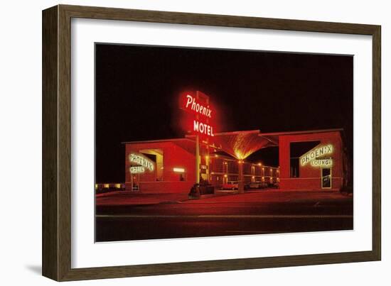 Phoenix Motel at Night-null-Framed Art Print
