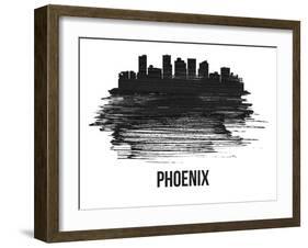 Phoenix Skyline Brush Stroke - Black II-NaxArt-Framed Art Print