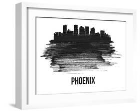 Phoenix Skyline Brush Stroke - Black II-NaxArt-Framed Art Print