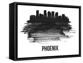 Phoenix Skyline Brush Stroke - Black II-NaxArt-Framed Stretched Canvas