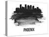 Phoenix Skyline Brush Stroke - Black II-NaxArt-Stretched Canvas
