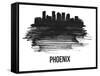 Phoenix Skyline Brush Stroke - Black II-NaxArt-Framed Stretched Canvas
