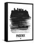 Phoenix Skyline Brush Stroke - Black-NaxArt-Framed Stretched Canvas