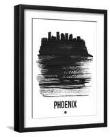 Phoenix Skyline Brush Stroke - Black-NaxArt-Framed Art Print