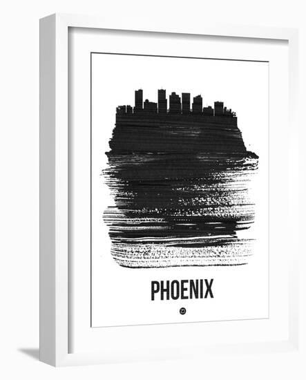 Phoenix Skyline Brush Stroke - Black-NaxArt-Framed Art Print