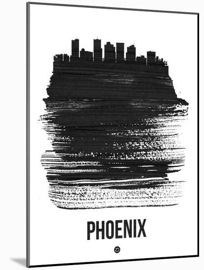 Phoenix Skyline Brush Stroke - Black-NaxArt-Mounted Art Print