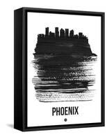 Phoenix Skyline Brush Stroke - Black-NaxArt-Framed Stretched Canvas