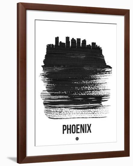 Phoenix Skyline Brush Stroke - Black-NaxArt-Framed Art Print