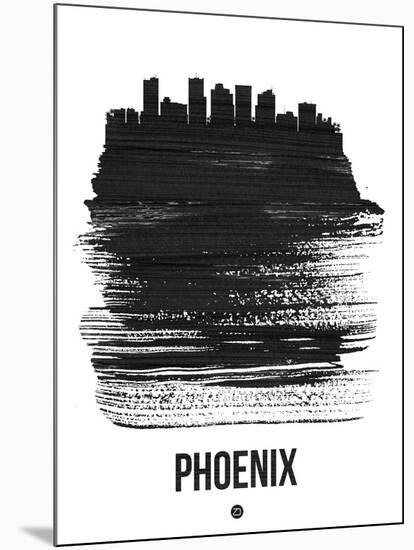 Phoenix Skyline Brush Stroke - Black-NaxArt-Mounted Art Print