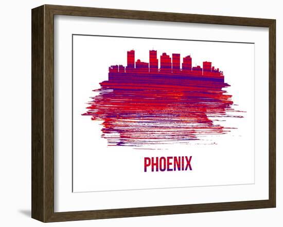 Phoenix Skyline Brush Stroke - Red-NaxArt-Framed Art Print