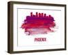 Phoenix Skyline Brush Stroke - Red-NaxArt-Framed Art Print