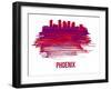 Phoenix Skyline Brush Stroke - Red-NaxArt-Framed Art Print