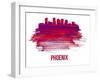 Phoenix Skyline Brush Stroke - Red-NaxArt-Framed Art Print