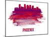 Phoenix Skyline Brush Stroke - Red-NaxArt-Mounted Art Print