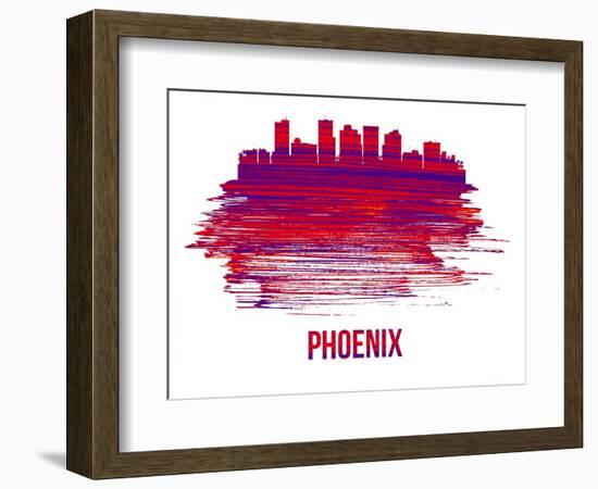 Phoenix Skyline Brush Stroke - Red-NaxArt-Framed Art Print