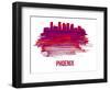 Phoenix Skyline Brush Stroke - Red-NaxArt-Framed Art Print