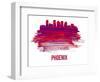 Phoenix Skyline Brush Stroke - Red-NaxArt-Framed Art Print