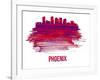 Phoenix Skyline Brush Stroke - Red-NaxArt-Framed Art Print