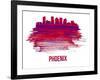 Phoenix Skyline Brush Stroke - Red-NaxArt-Framed Art Print