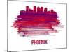Phoenix Skyline Brush Stroke - Red-NaxArt-Mounted Art Print