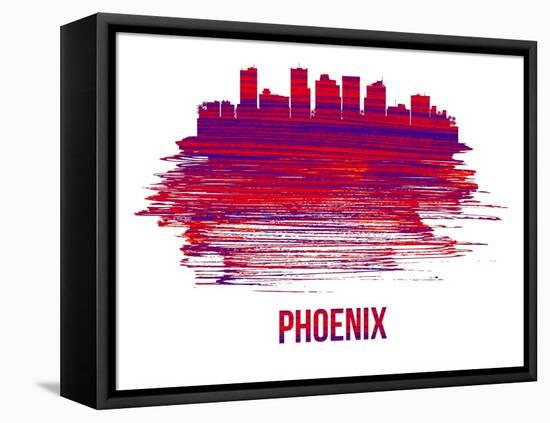 Phoenix Skyline Brush Stroke - Red-NaxArt-Framed Stretched Canvas