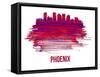 Phoenix Skyline Brush Stroke - Red-NaxArt-Framed Stretched Canvas