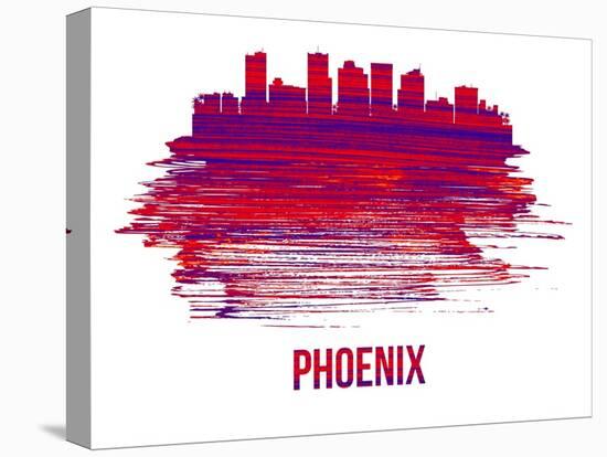 Phoenix Skyline Brush Stroke - Red-NaxArt-Stretched Canvas